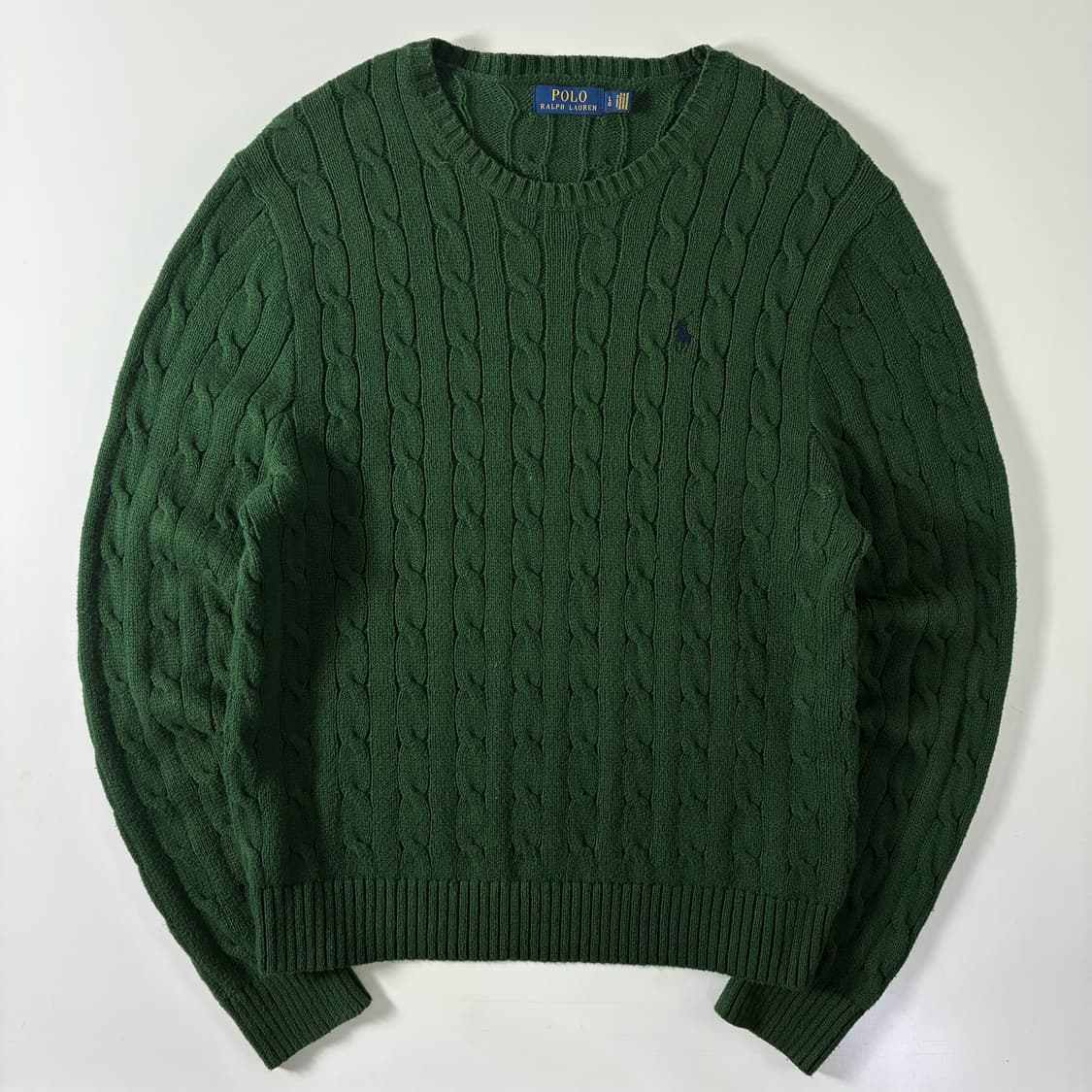 Polo  폴로 랄프로렌 자수 코튼 그린 꽈배기 니트  상품이미지1