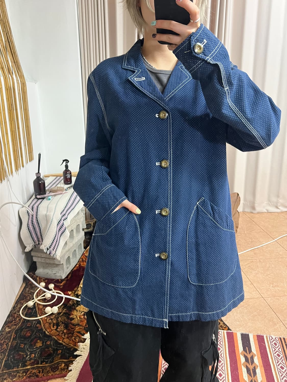 GRN 빈티지 도트 스티치 블레이저 상품이미지1