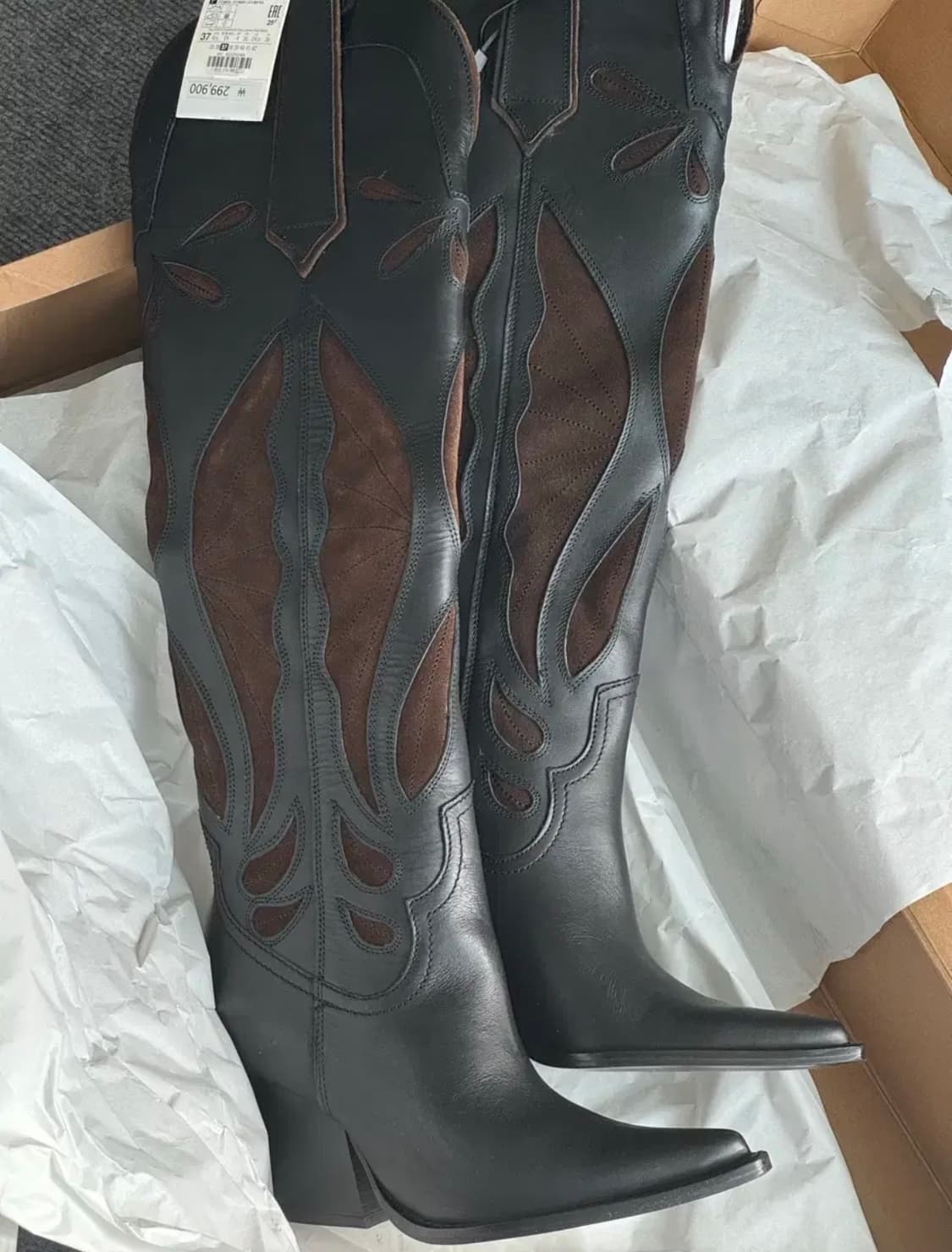 자라 리얼가죽 웨스턴 부츠 상품이미지1