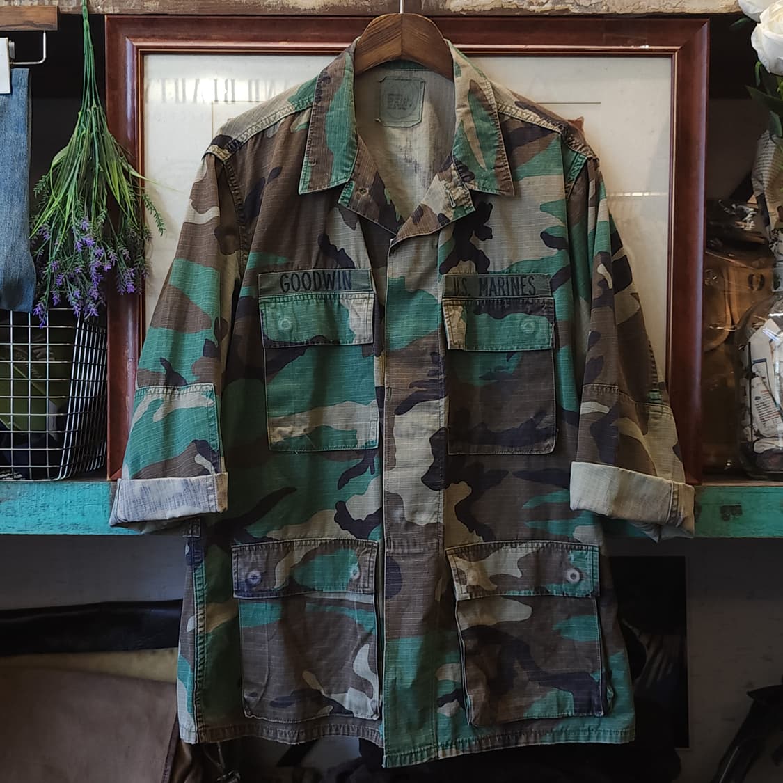 90s 미군 BDU 카모셔츠 우드랜드 커팅 디테일 미디움 레귤러 상품이미지2