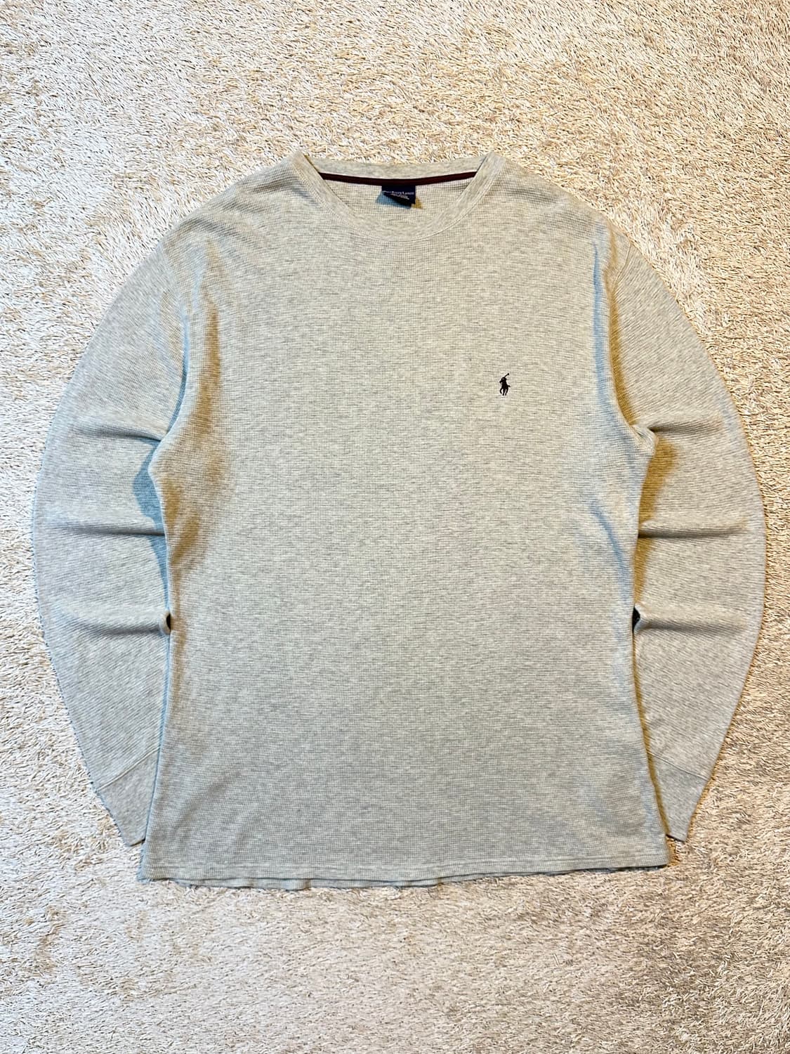 폴로 랄프로렌 버건디포니 와플 니트 롱슬리브 긴팔 오트밀 상품이미지1