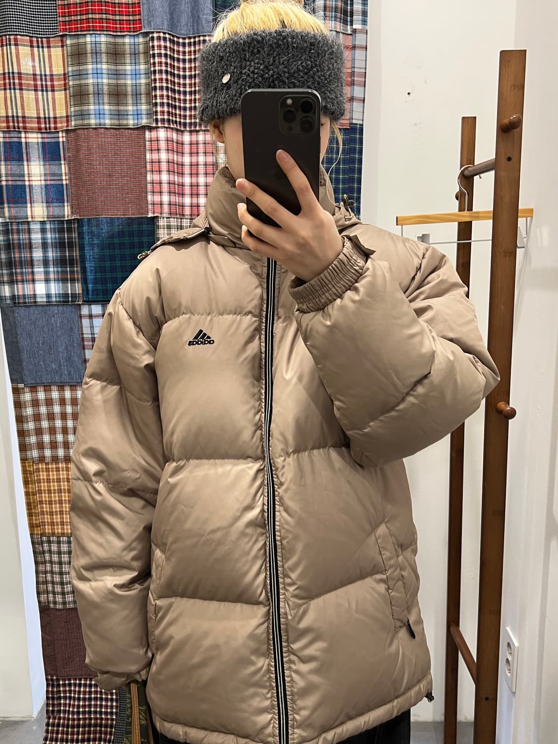 아디다스 베이지 퀄팅 패딩 상품이미지4