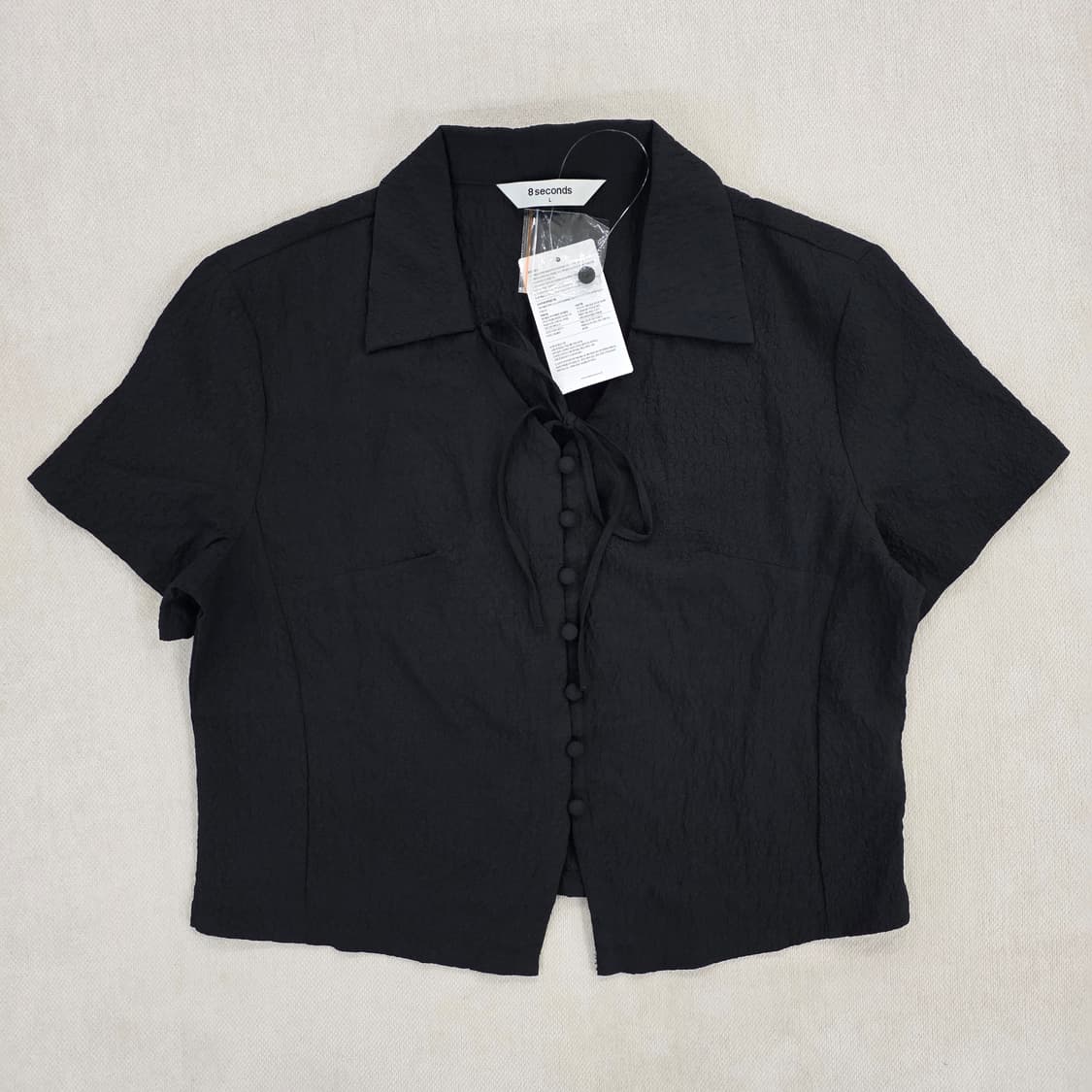 L 새상품 에잇세컨즈 링클 리본 블라우스 0225J 상품이미지1