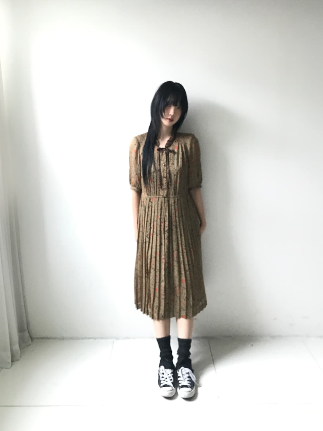 Lace collar pleats dress 상품이미지5