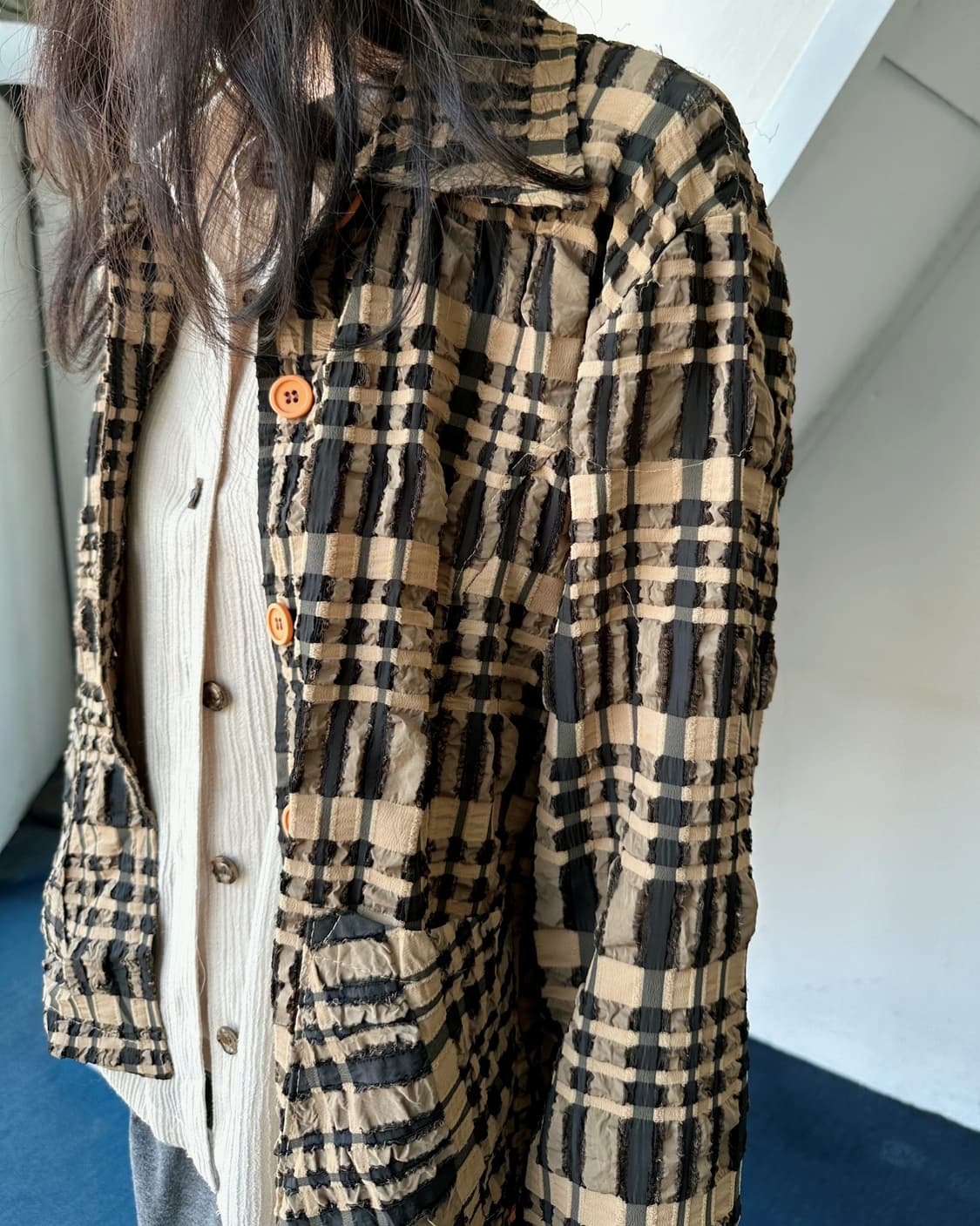Washed poly volume fabric single jacket 상품이미지8