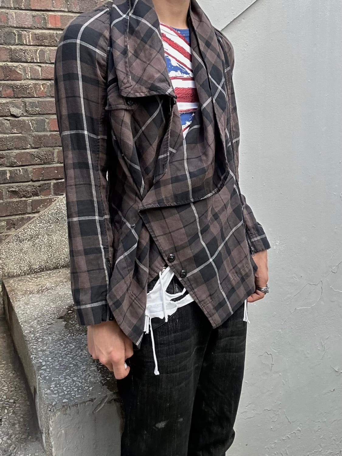 *rare* 아카이브 00s 디젤 드레이프 체크 집업 상품이미지2