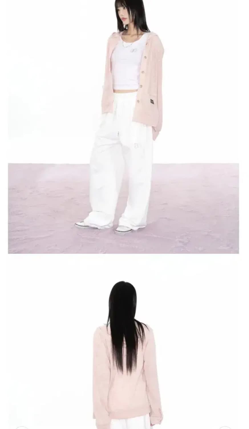 애즈온 선데이 후드 가디건 핑크 상품이미지2