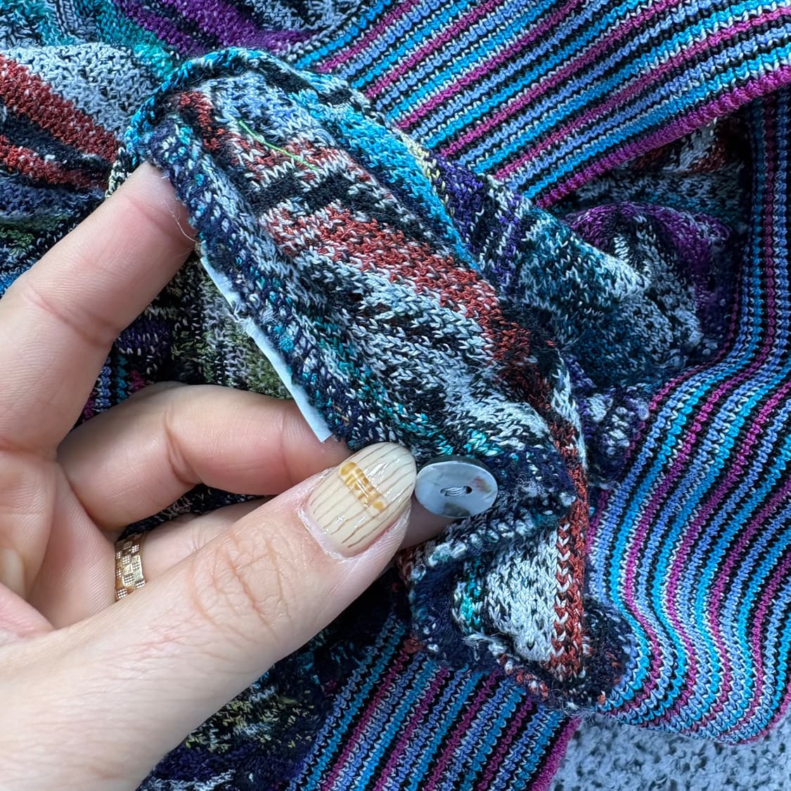 실측 VINTAGE 긴팔 물결 카라티 0409J 상품이미지4