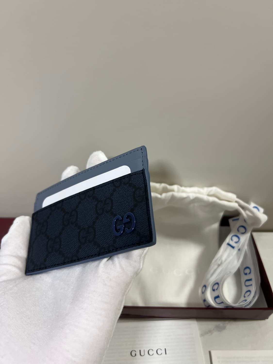 [새상품] 구찌 더스티 블루 트리밍 GG 카드지갑 상품이미지4