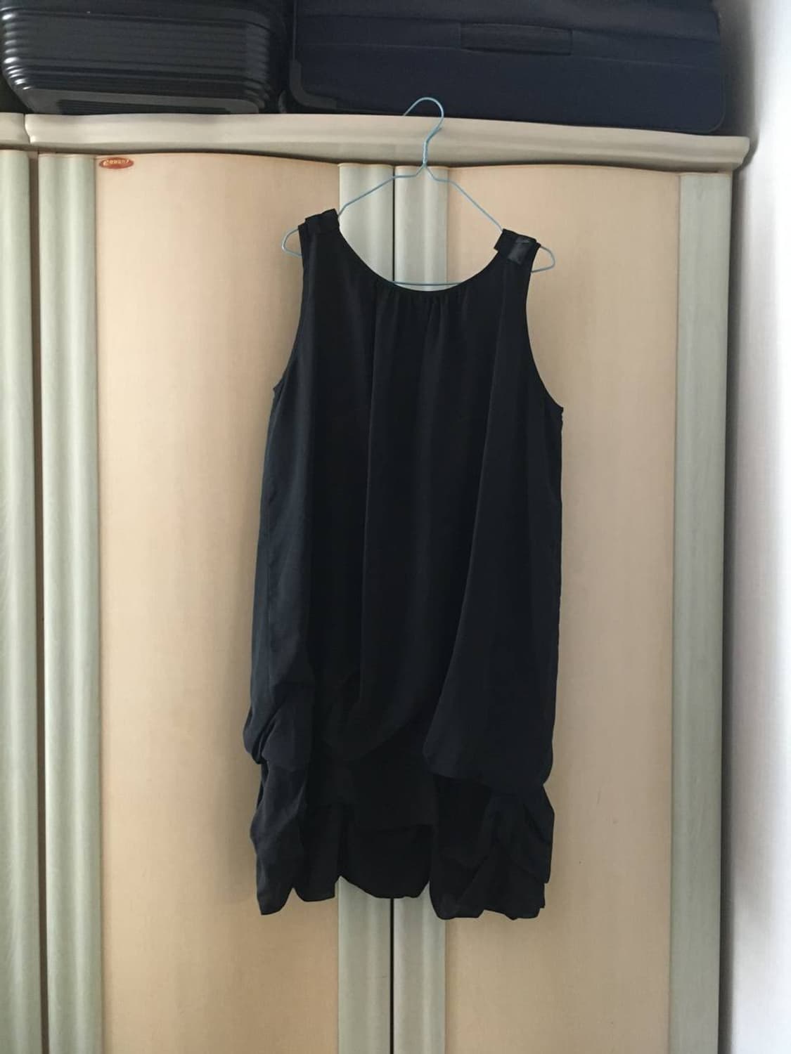 일본빈티지 퍼프 블랙 쉬폰 레이어드 민소매 원피스 아방가르드 상품이미지3