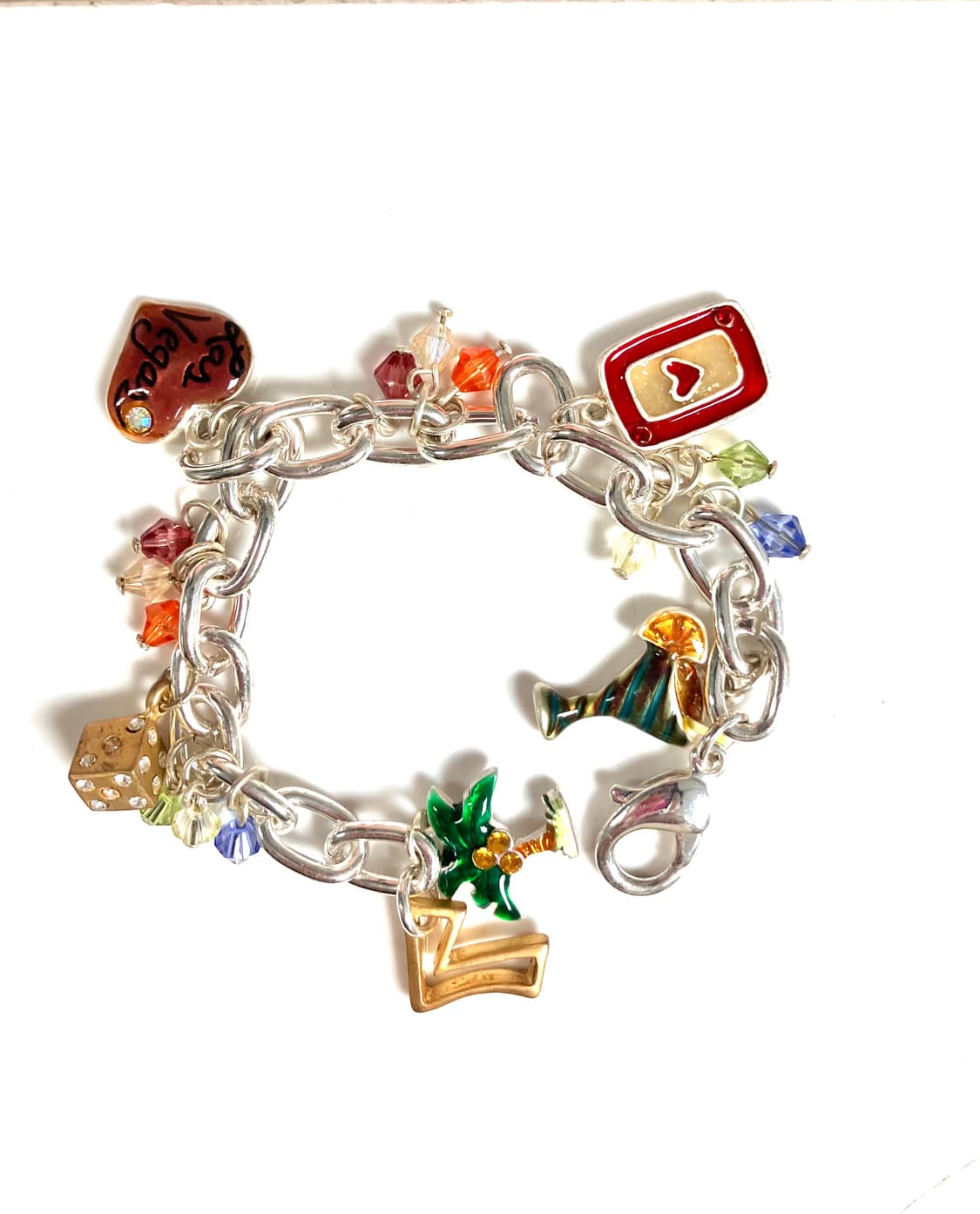 Y2K 미국 독립 디자이너 핸드메이드 팬던트 실버 참 팔찌 4종 상품이미지2