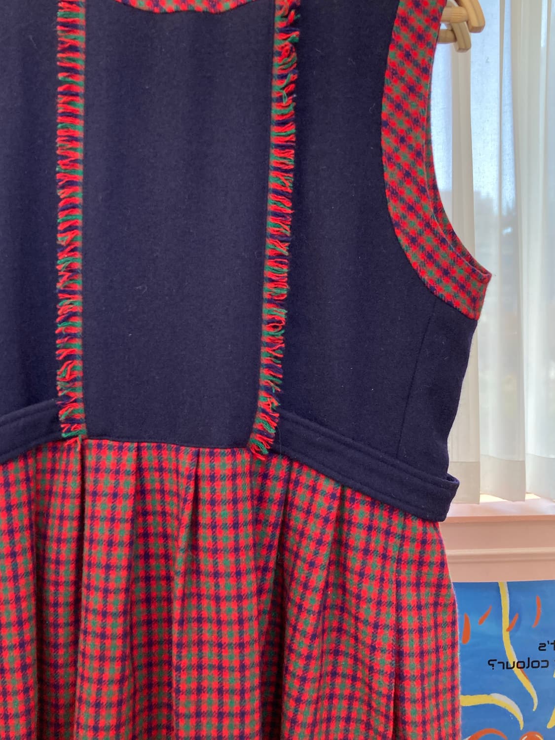 크리스마스 연말 체크 단추 원피스 상품이미지3