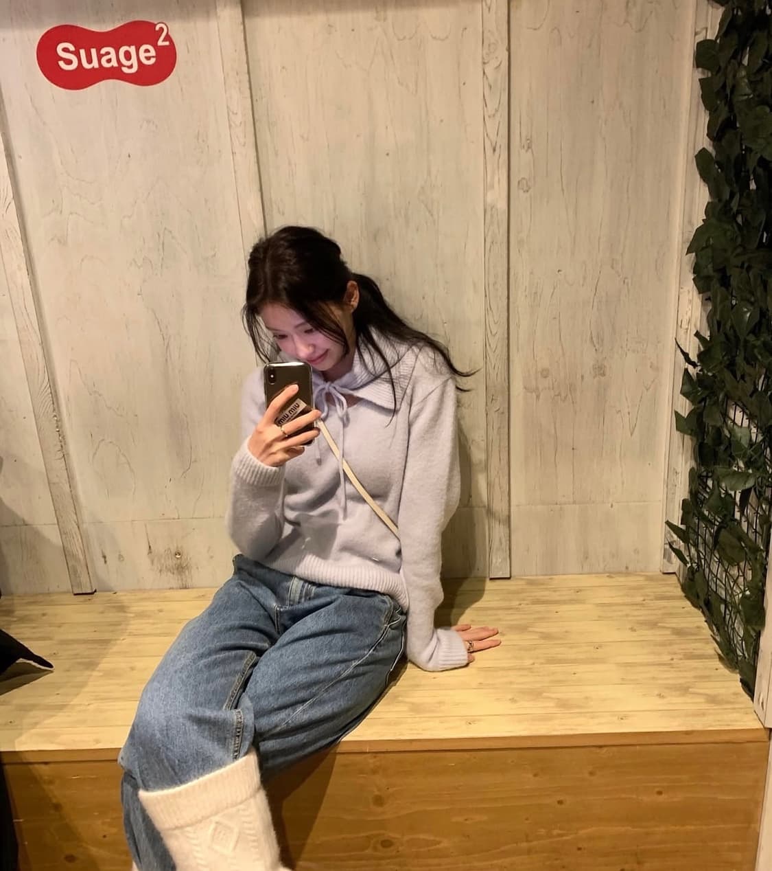 🩵르플레인 소호 모헤어 니트+바라클라바🤍배송비 포함 상품이미지5