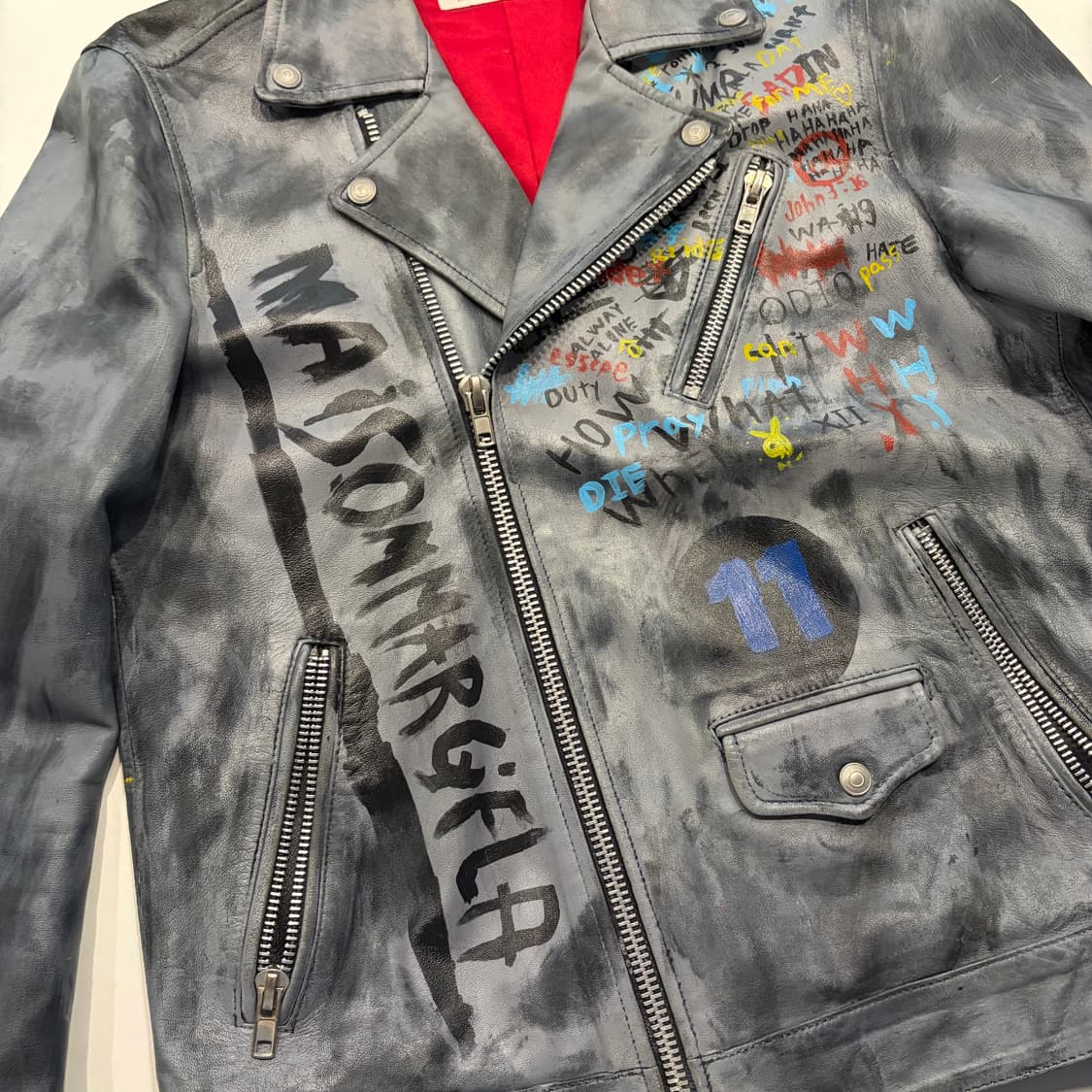 [M] 마하그리드 램스킨 양가죽 페인팅 레더 자켓 D619 상품이미지5