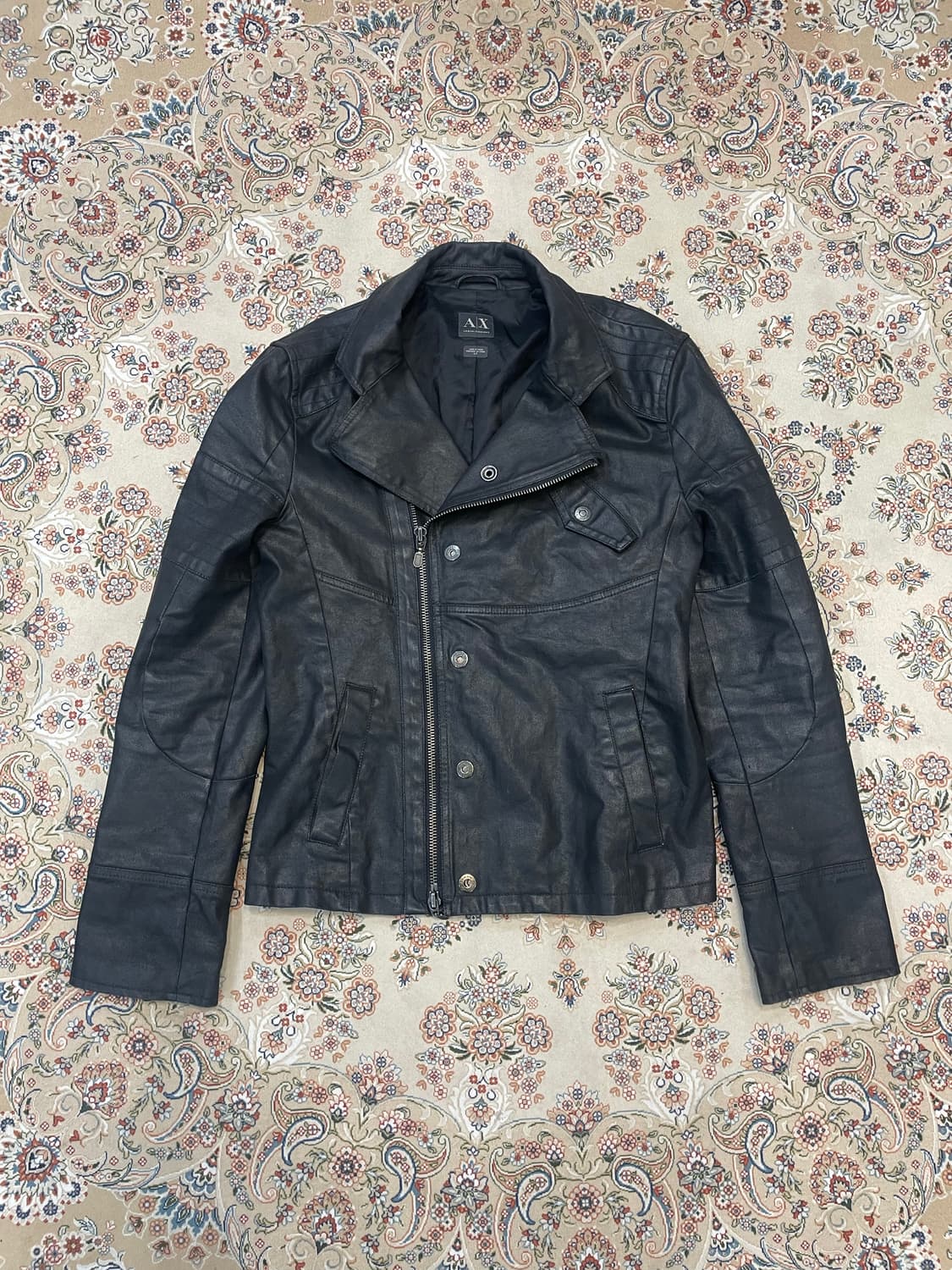 아르마니 익스체인지 사선 왁싱 코튼 바이커 자켓 상품이미지3