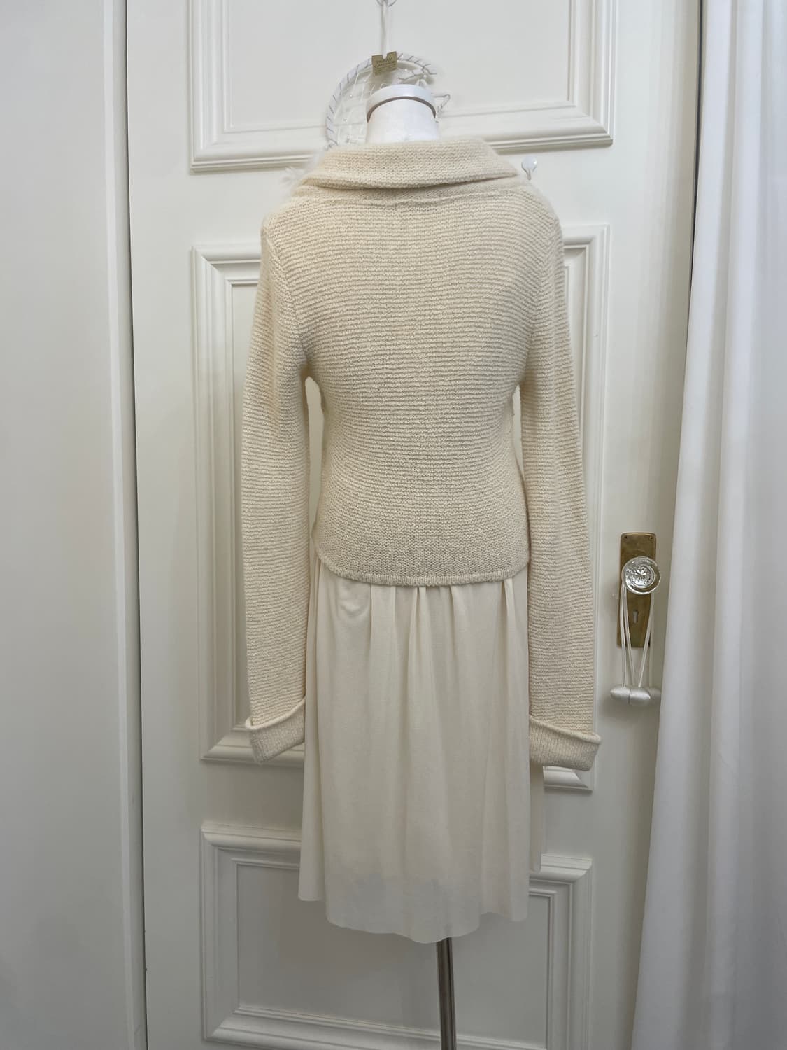 EF-DE ivory bow point collar cardigan 상품이미지4