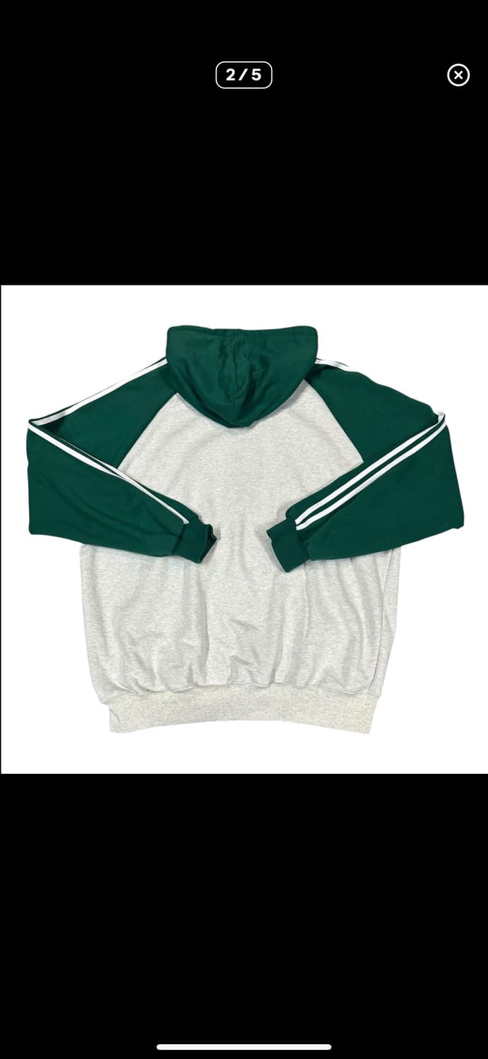 (바배) 그린 멜란지 그레이 배색 오버핏 후드 집업 상품이미지2