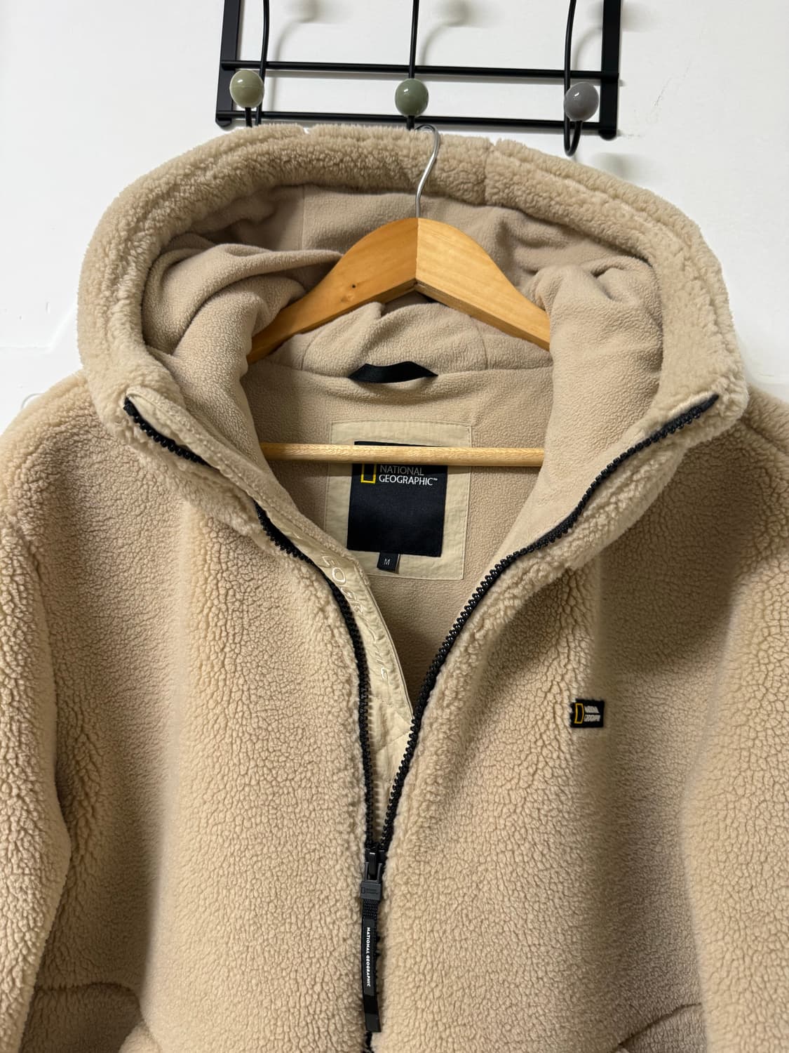 95사이즈 남성 내셔널지오그래픽 베이지 뽀글이 후리스 집업  상품이미지3