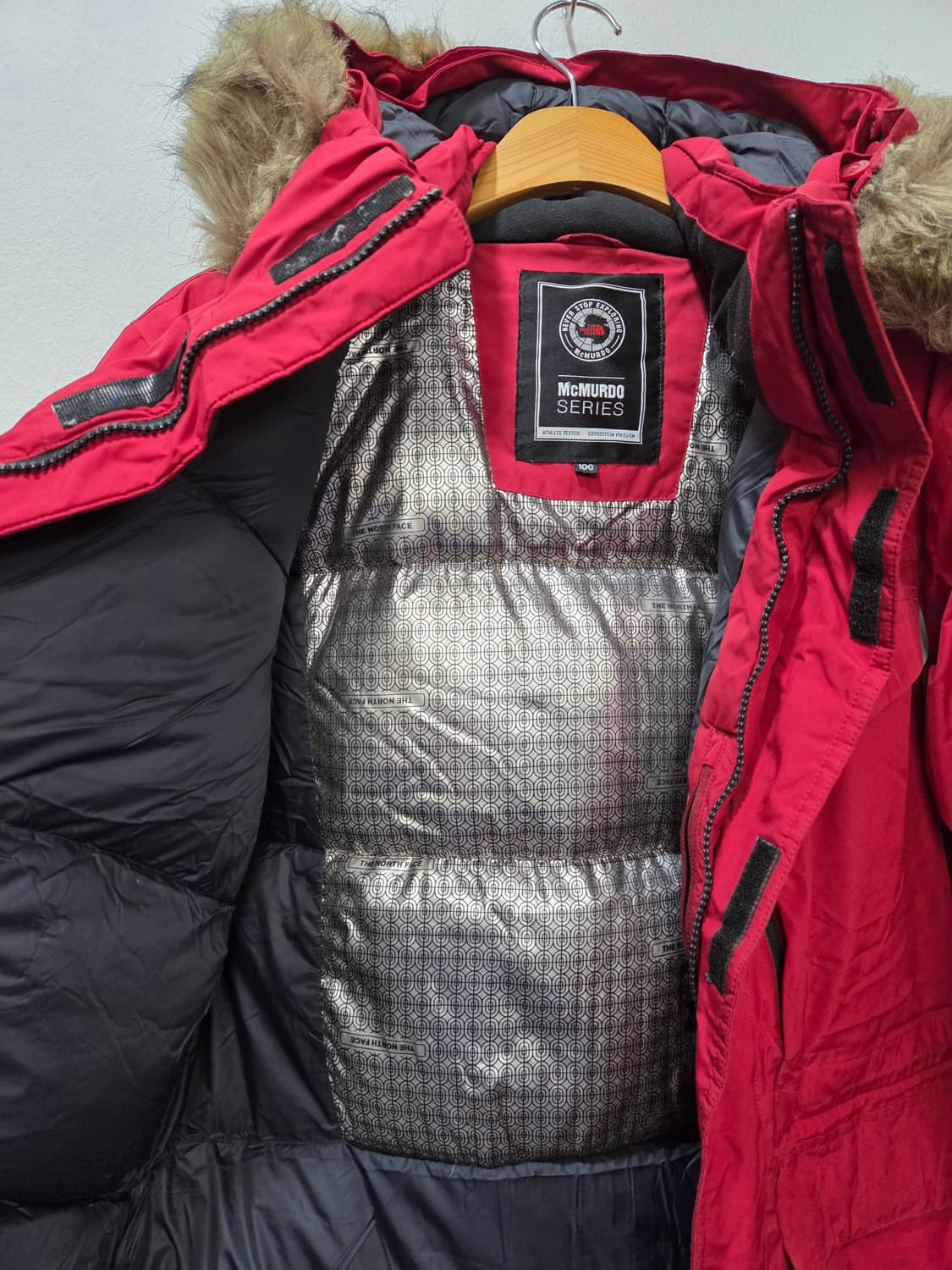 노스페이스 McMURDO 레드 덕다운 패딩 점퍼 100 상품이미지5