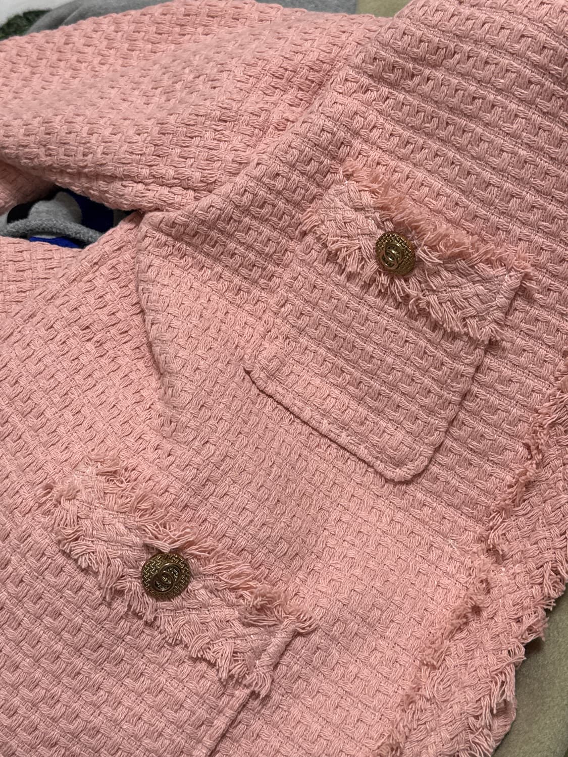 핑크 숏 코트 부클레 트위드 자켓 상품이미지2