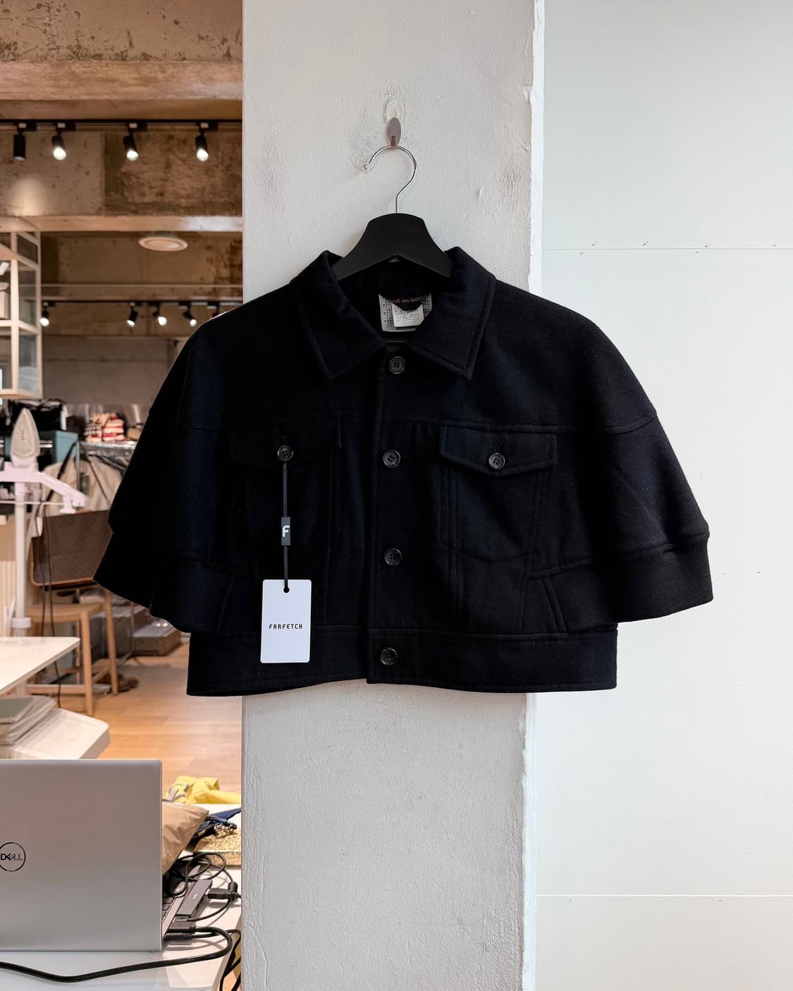 꼼데가르송 AD1989 블랙 크롭 하프 자켓  상품이미지2