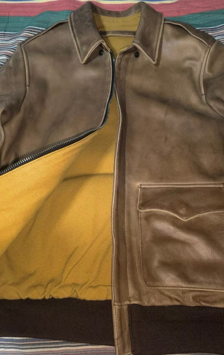 빈티지 A-2 리얼 카우하이드 레더 자켓 (헤비 워싱) 상품이미지5