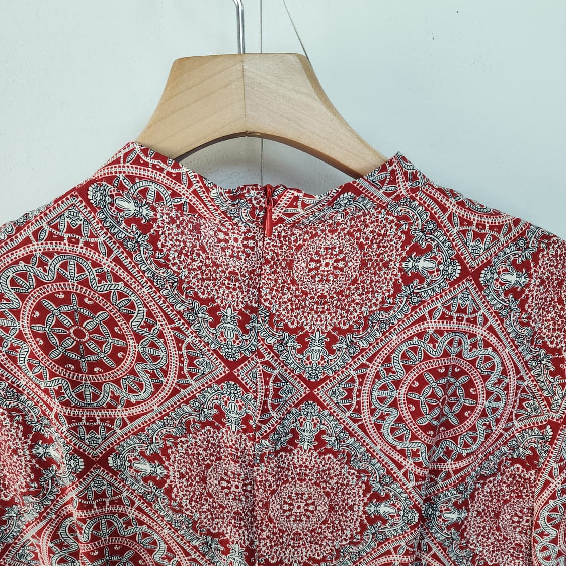 에트디자인 레드 패턴 롱 원피스 상품이미지6