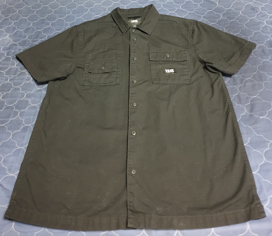 (단종매물) 반스 립스탑 로고패치 더블포켓 워크 반팔셔츠 블랙 (L) 상품이미지1