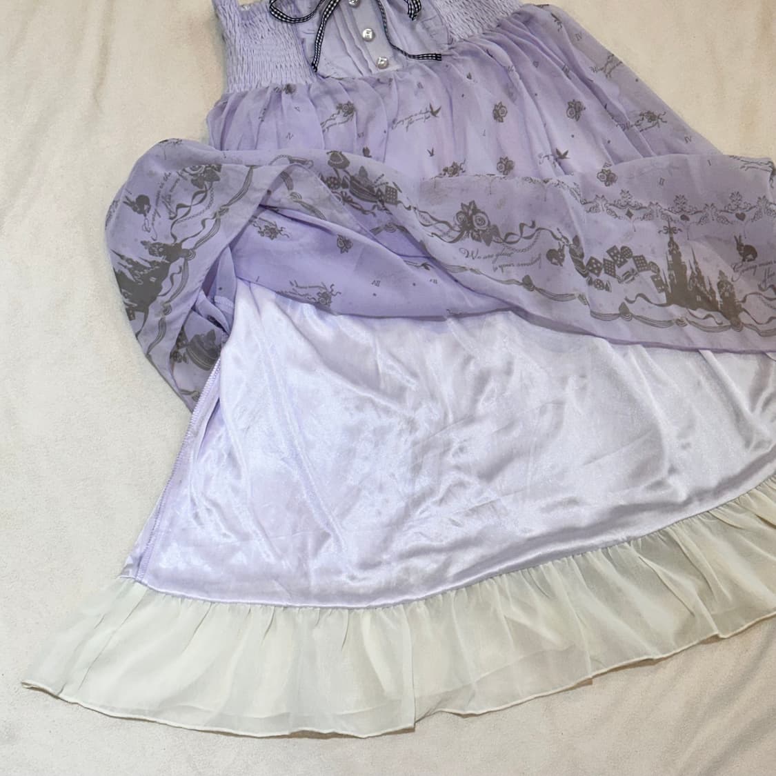 라벤더 뷔스티에 원피스 패턴 프릴 레이어드 상품이미지4