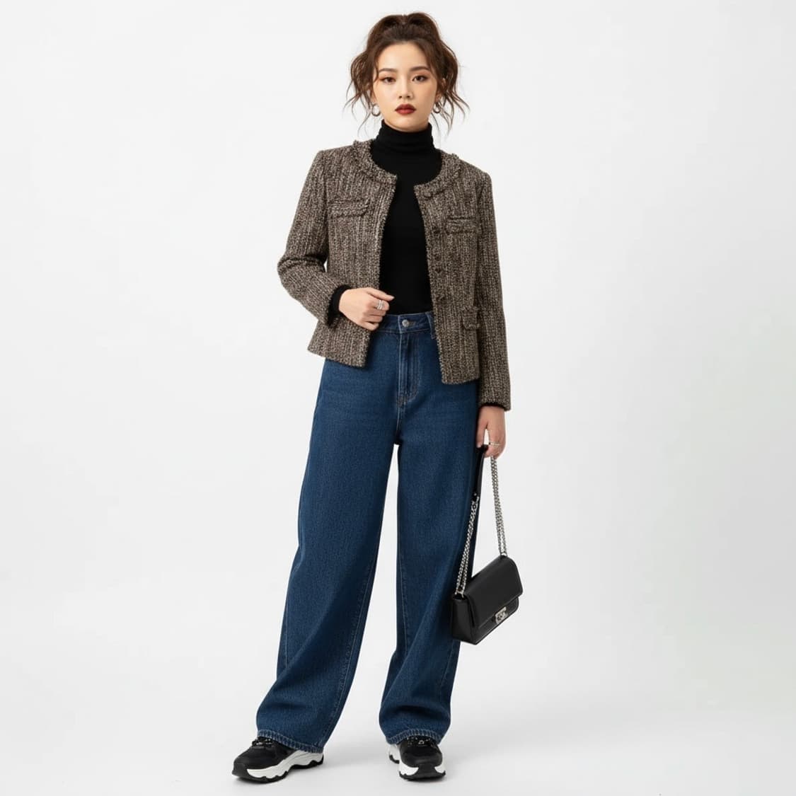 [0/44~55] 마이클코어스 트위드 자켓 브라운 여성 상품이미지1