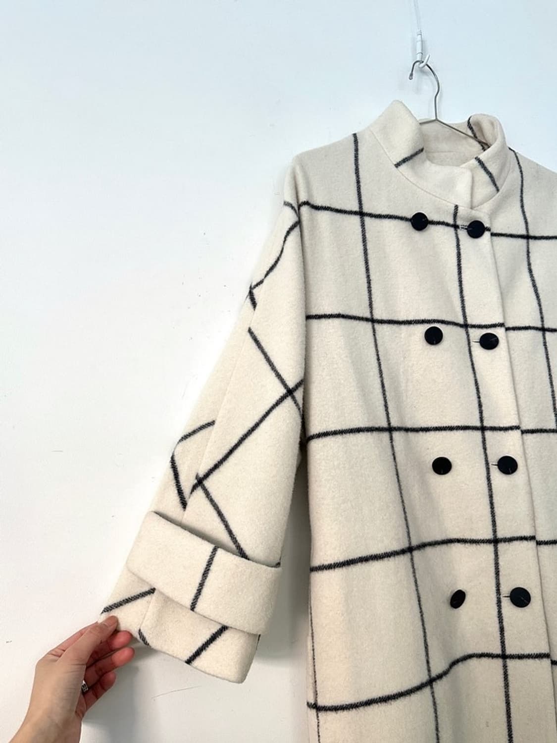Milk grid half coat / ivory 상품이미지5