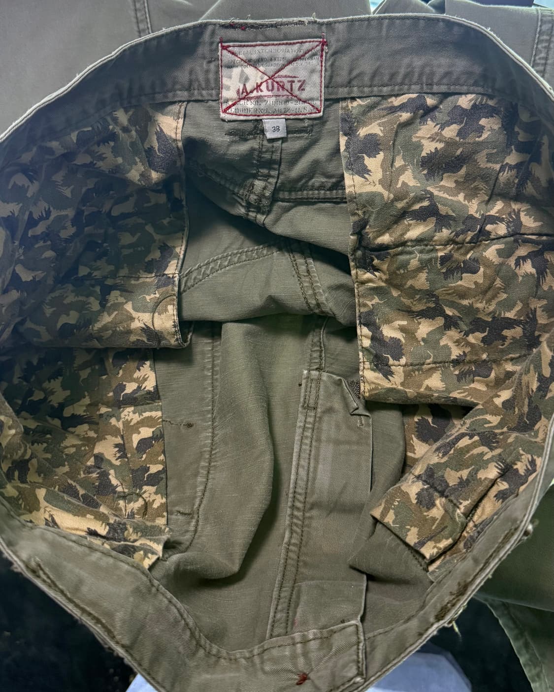 A.KURTZ 일본 밀리터리 워크 팬츠 멀티 포켓 카키 가죽 브라운 38 상품이미지7