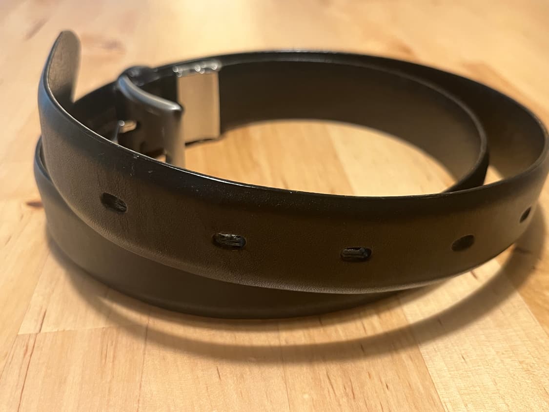 [컨디션 최상] 클래식 블랙 가죽 벨트 - 실버 사각 버클 (정장/슬랙스 상품이미지6