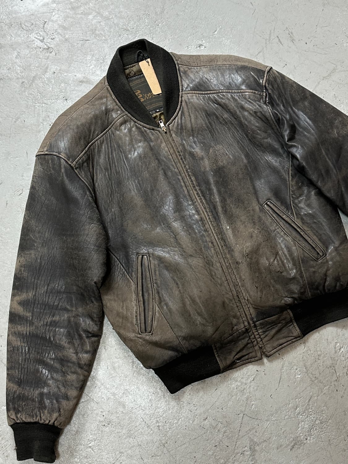 80's 빈티지 엑셀드 디스 레더 봄버 자켓 빈티지 레더자켓 상품이미지5