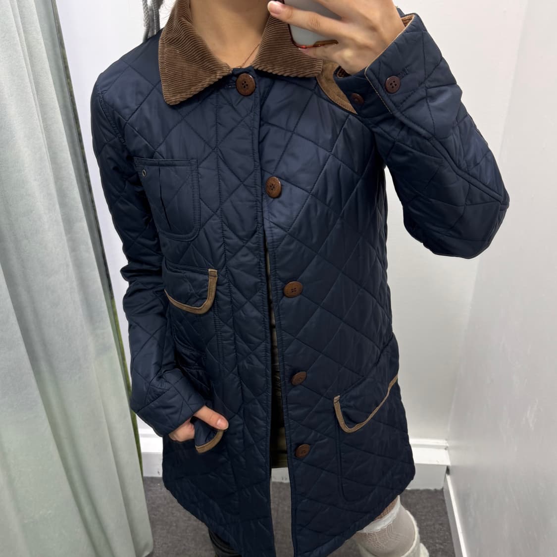 폴로 네이비 퀄팅 미디 자켓 상품이미지4