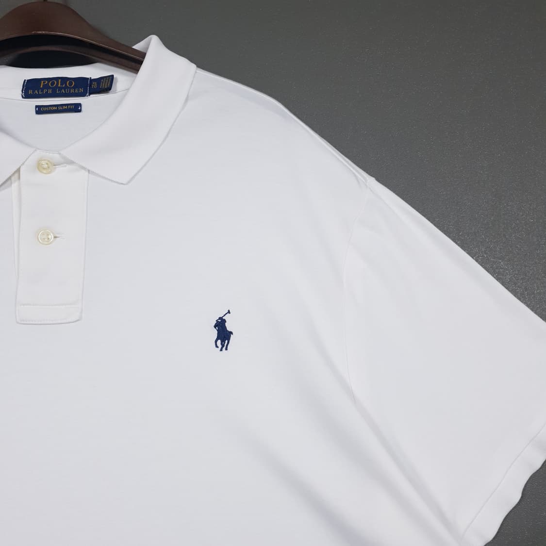 XL) 폴로 랄프로렌 커스텀 슬림핏 메쉬 폴로 셔츠 화이트 반팔 카라티 상품이미지3