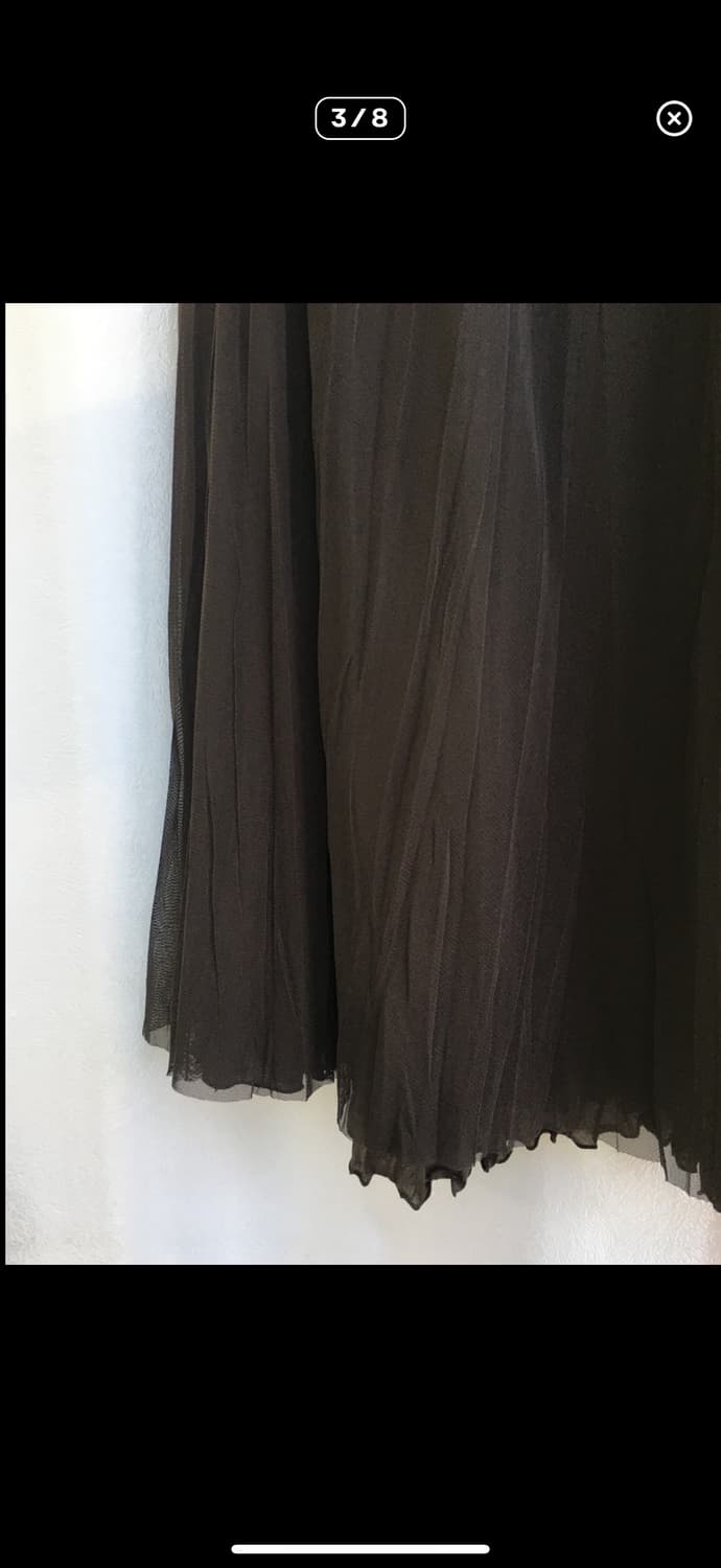 일본 빈티지 셔링 레이어드 롱스커트 브라운 상품이미지3