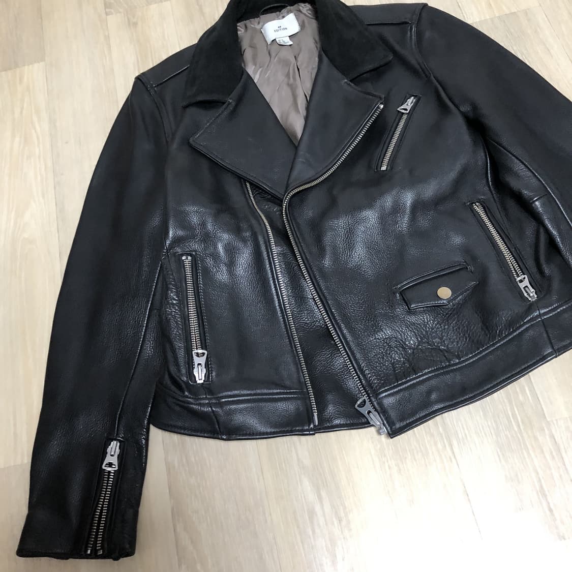 (105) H&M EDITION 소가죽 스웨이드 믹스 라이더 자켓 블랙 상품이미지2