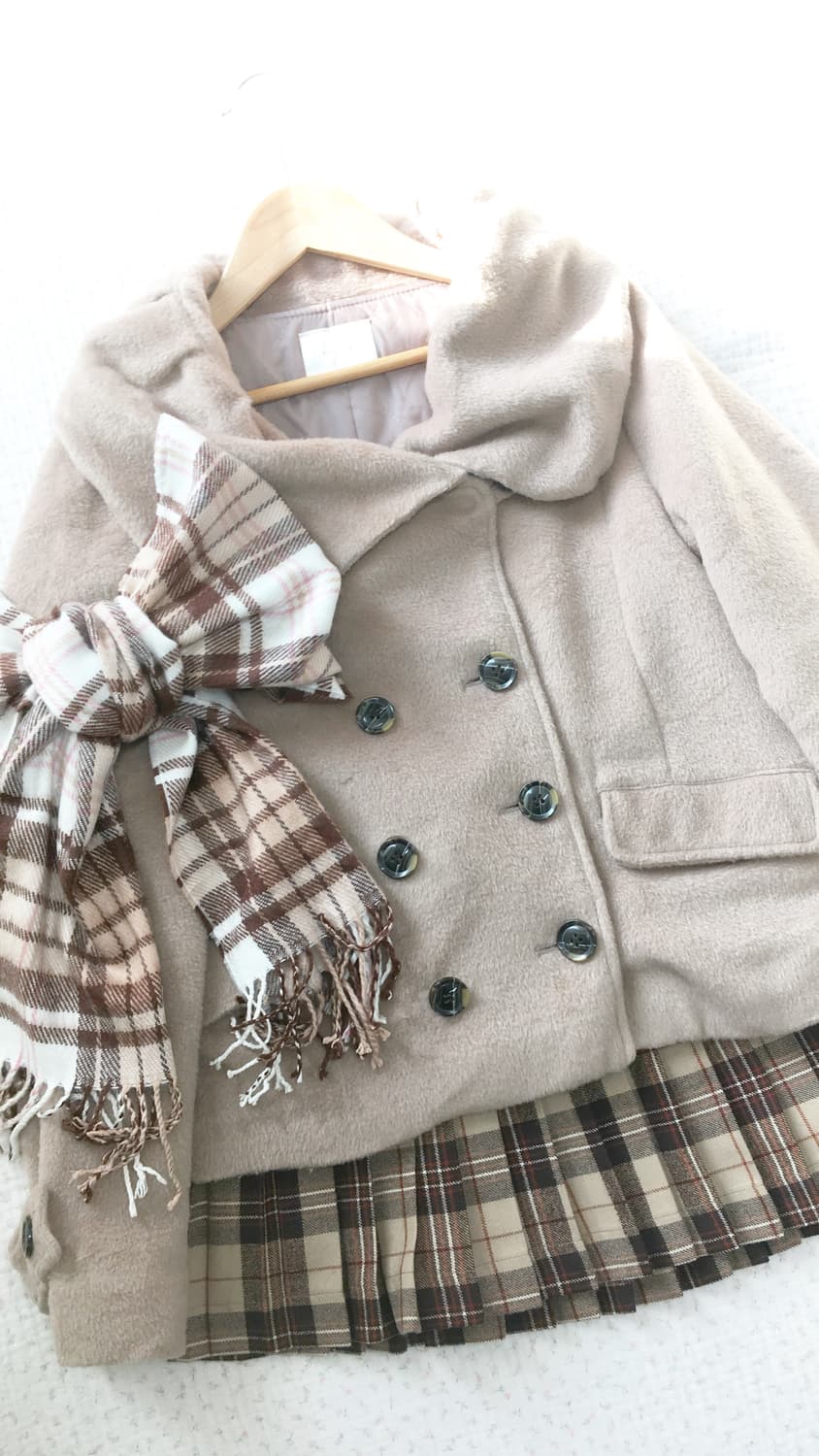 JPN/ 만두카라코트 숏코트 라떼코트 더블단추코트모리걸코트 둥근카라코트 상품이미지3