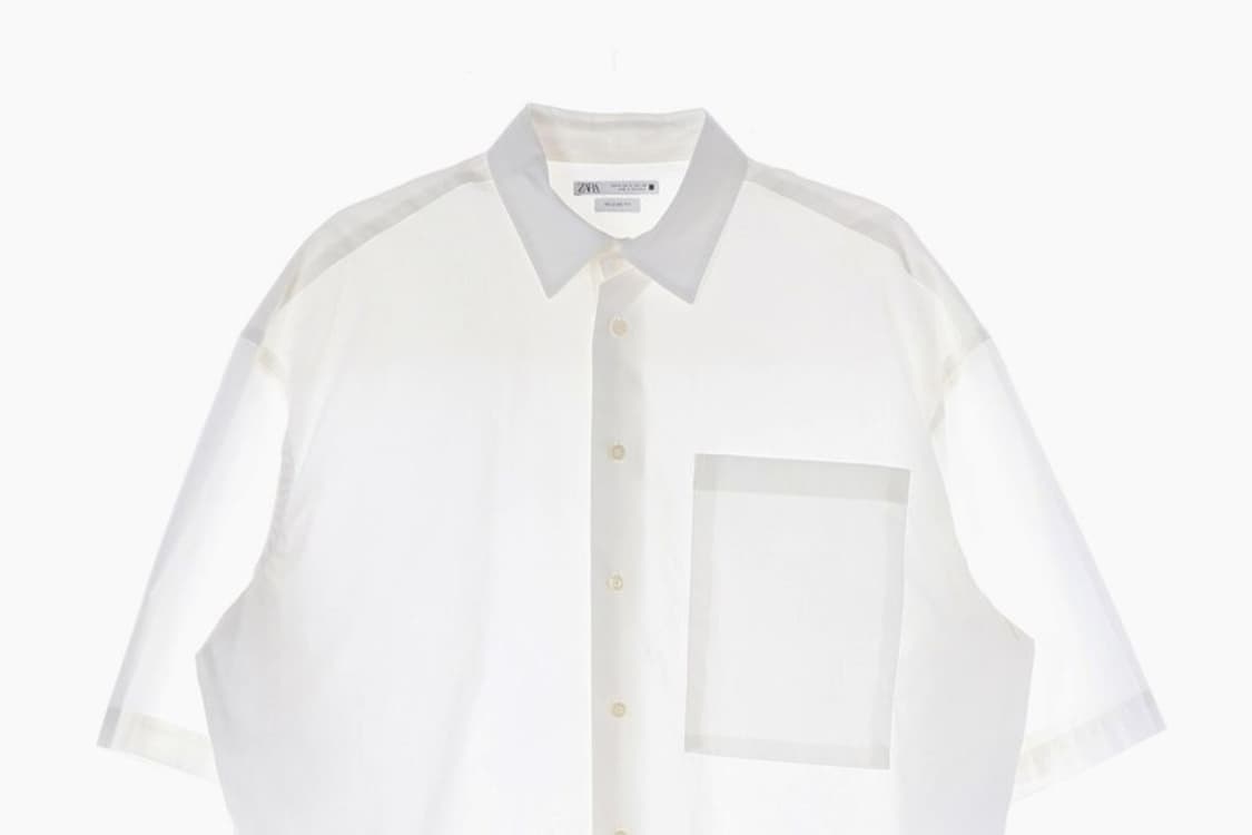 ZARA 릴렉스드핏 포켓 화이트 반팔 셔츠 M 상품이미지3