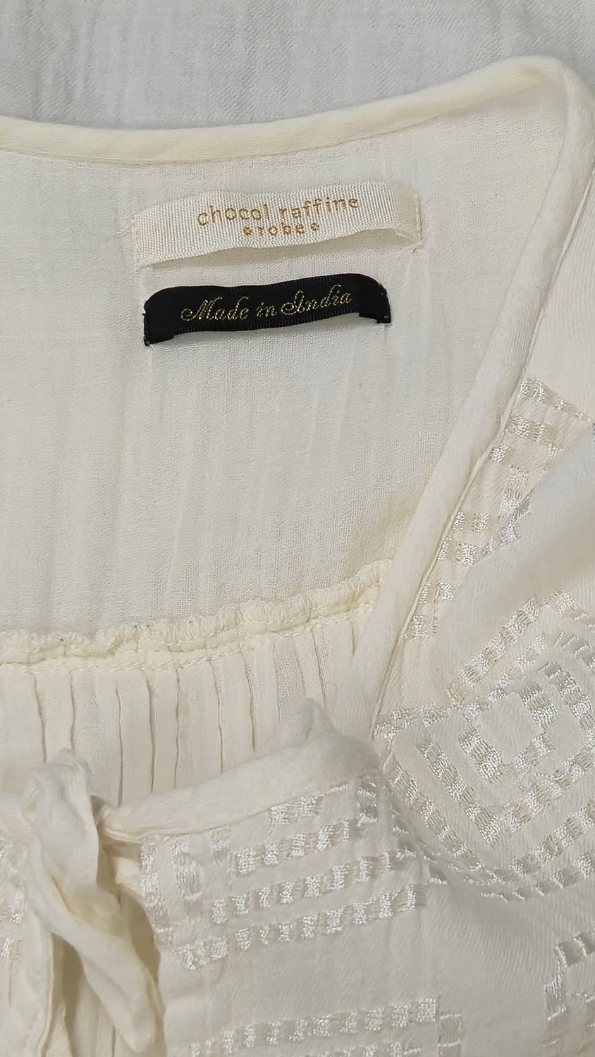 쇼콜라피네 인디아 코튼 미니 원피스 F 화이트 자수 튜닉 7부 상품이미지4