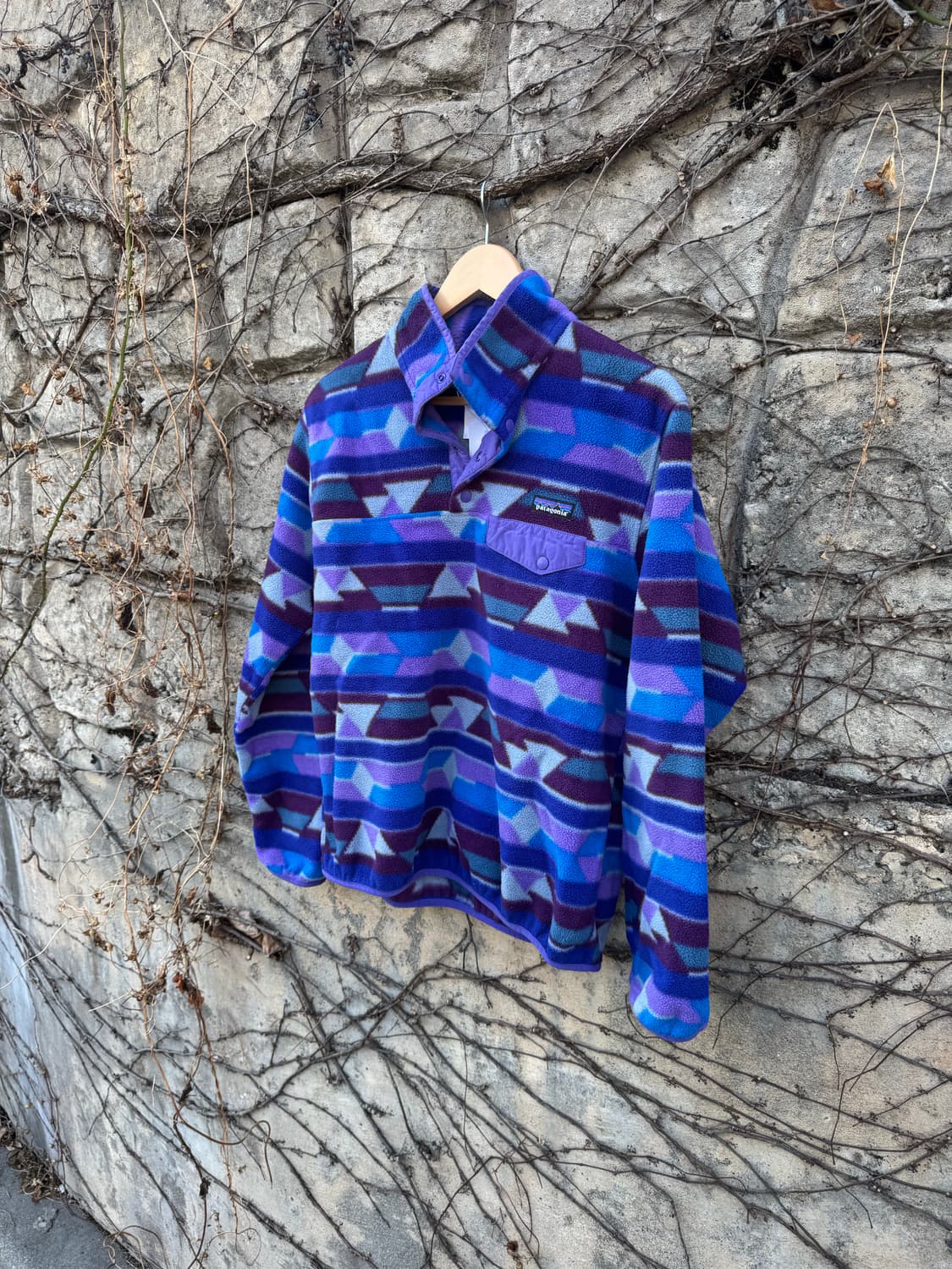 파타고니아 빈티지 14년도 퍼플 아즈텍 신칠라 풀오버 플리스 스냅티 상품이미지3