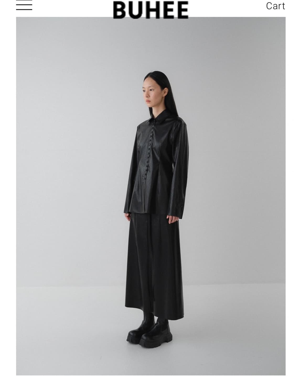 부희 여성 레더 셔츠 상품이미지3