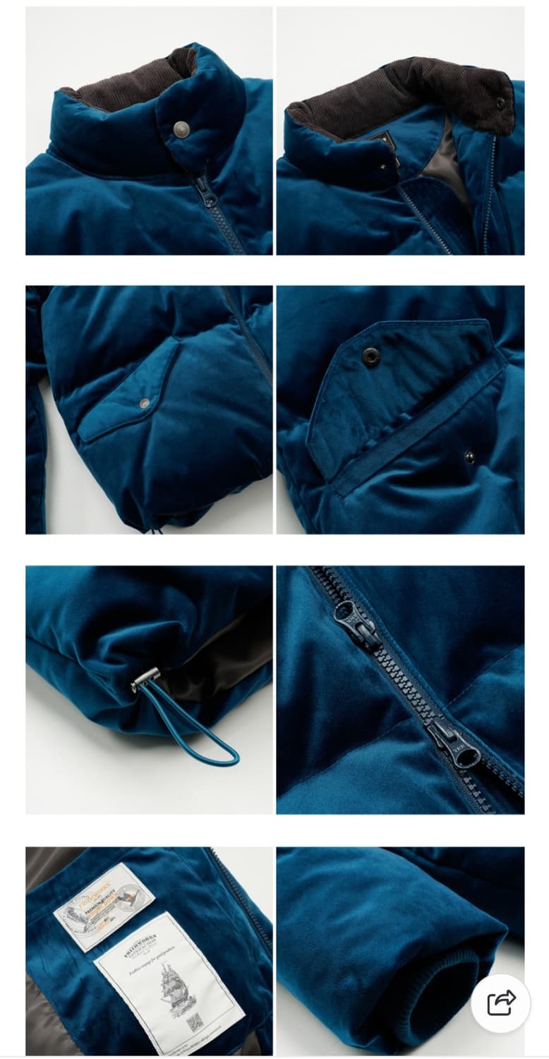 프리즘웍스 벨벳 덕다운 패딩 네이비 상품이미지3