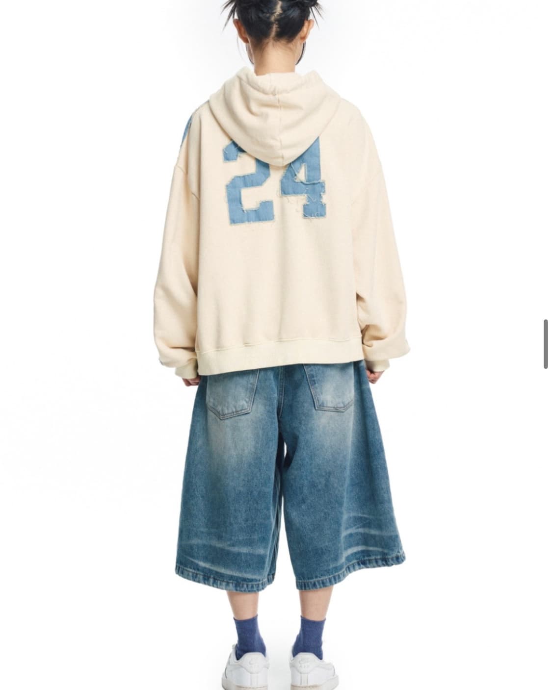 이지노이지 8부 데님 버뮤다팬츠 - 미디엄블루 상품이미지2