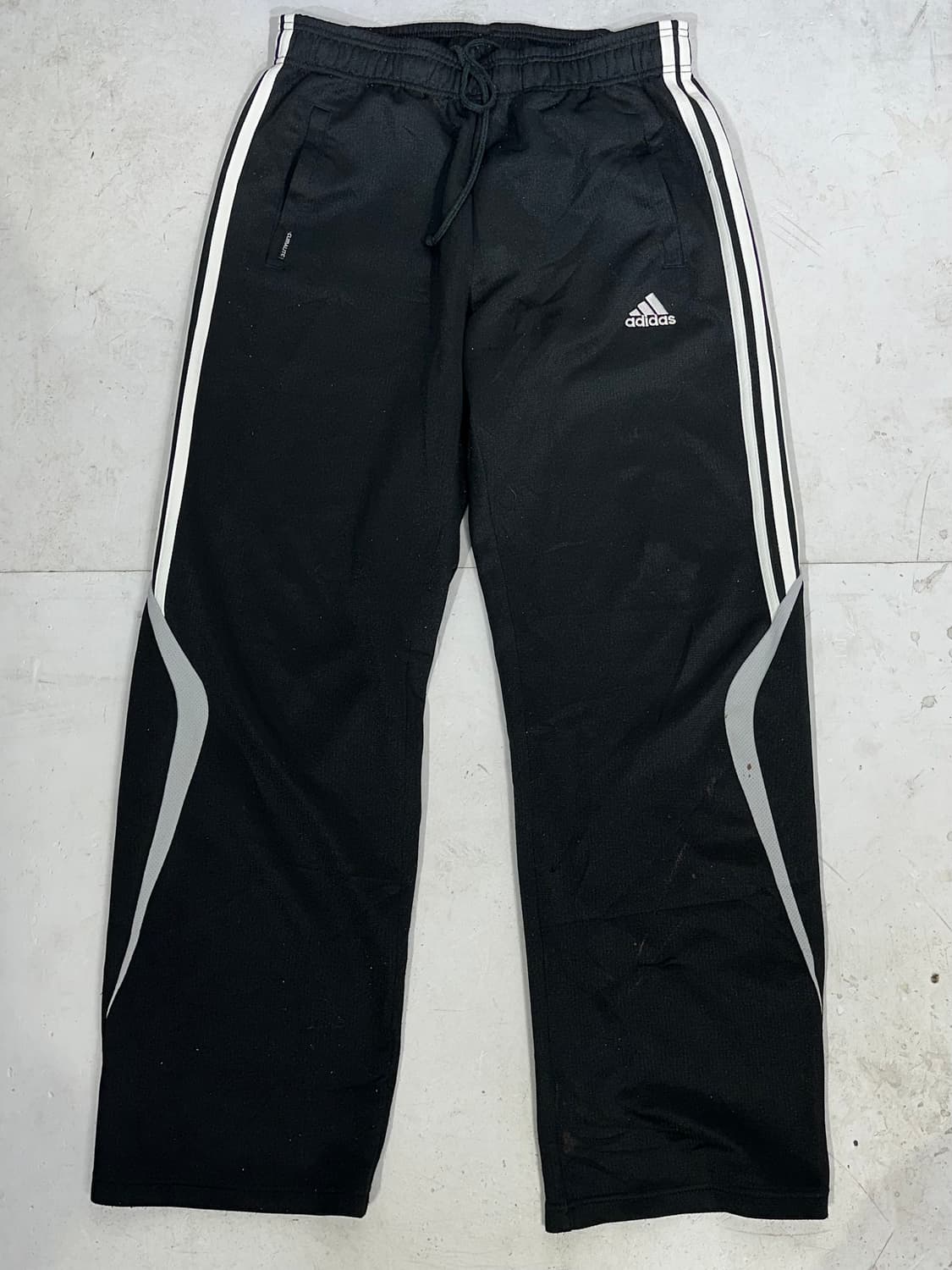 아디다스 블랙 화이트 삼선 와이드 트레이닝 팬츠 L 상품이미지4