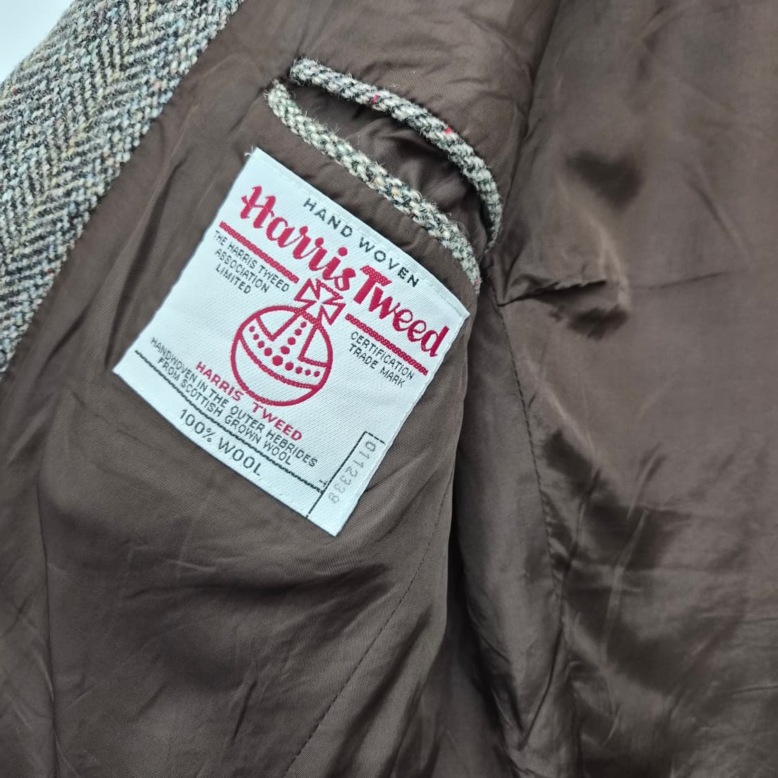헤리스트위드 헤링본 패턴 브라운 자켓 남성 M 상품이미지6