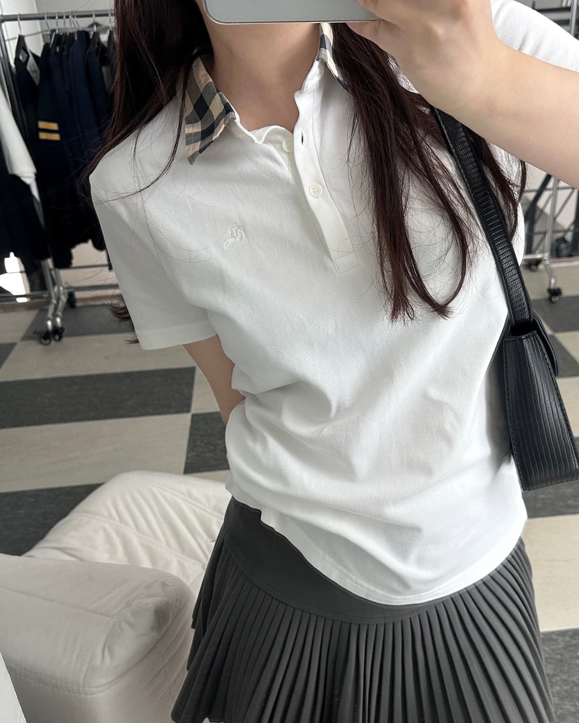 버버리 화이트 기마로고 노바체크 카라티  상품이미지9