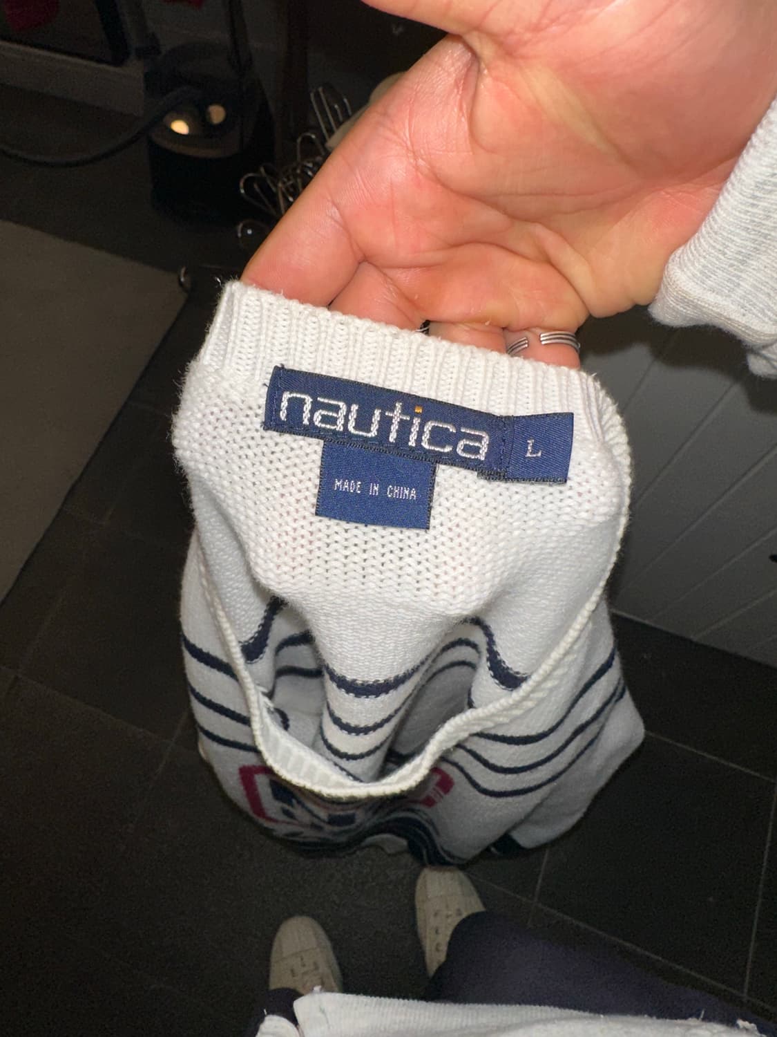 00’s Nautica box logo line detail knit 상품이미지10