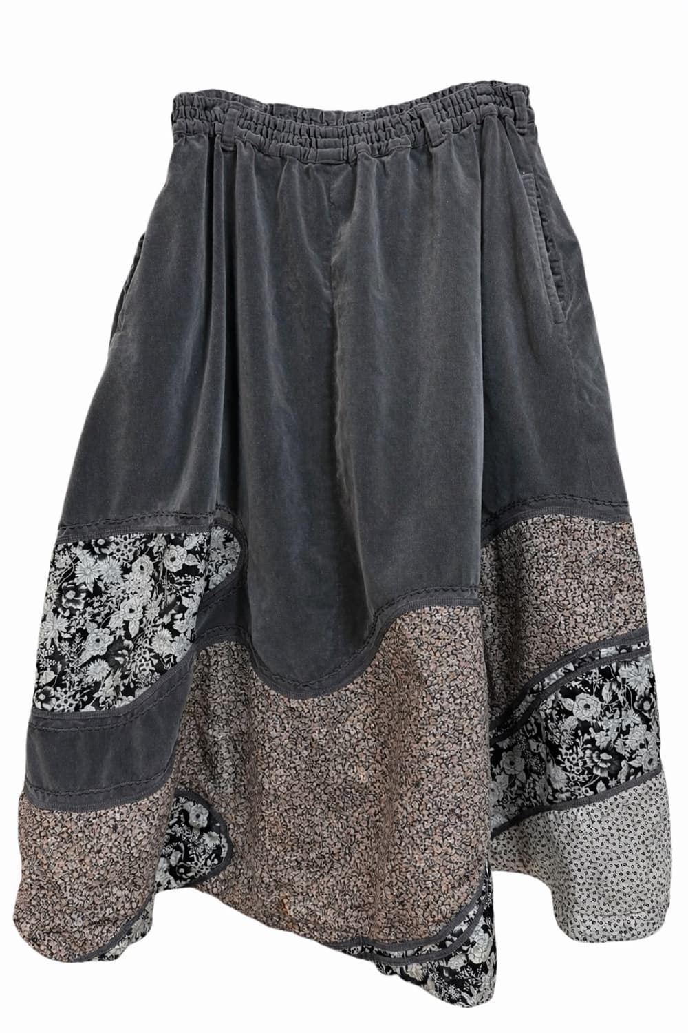 JP vintage 패치 워크 오리엔탈 벨벳 스커트 상품이미지2
